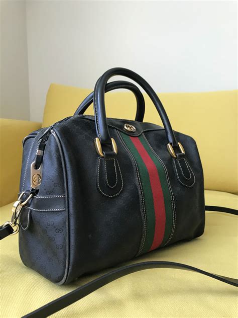 gucci bag black with burgundy vintage|old style vintage gucci bag.